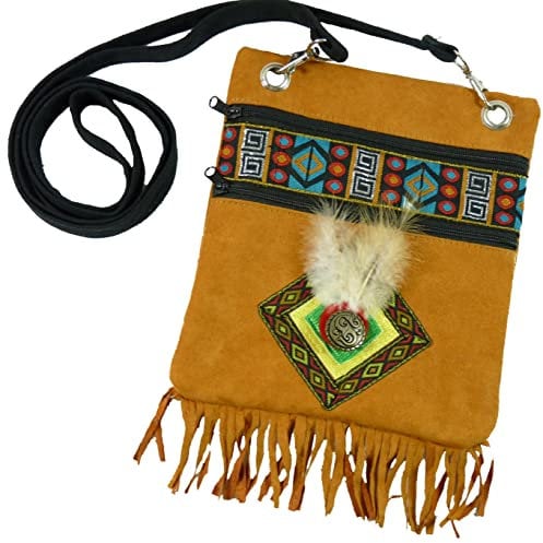 Bock op Kölle Umhängetasche Indianer Style Handtasche Kostüm Zubehör Karneval, Motto-Party (Braun)