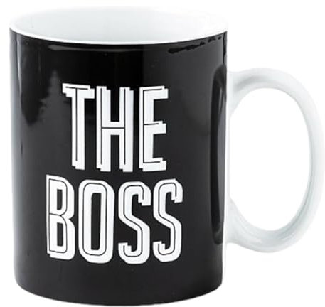 Caribou Living The Boss - Large 500ml Porcelain Mug for Hot Drinks, Tea, Coffee, Hot Chocolate - Black