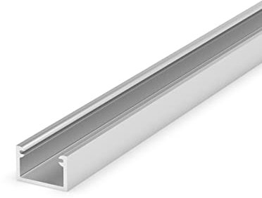 LumenTEC SET: Flach LED Profil, 100cm Profil LED U, 11x7mm für max 8mm LED Streifen + Abdeckung LT4-2 (Silber Milchig)