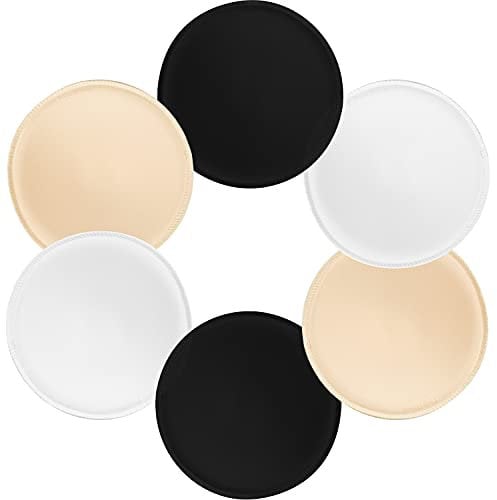 TopBine 3 Pairs Bra Pads Soft Push-up Bra Padding Inserts for Bikini Dresses Top Swimsuit Sports Bras, Round Shape/Light Beige (Beige/Black/White XL, XL)