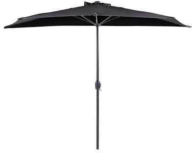 Beliani Balkonschirm halbrund schwarz mit Kurbel Stahlgestell 270 x 100 cm Modern Galati