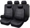 Flying Banner Universal Carbon Fibre Leather Car Seat Covers Airbag Compatible Seat Protector (Full Set, Black)