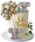 26 PCS Elephant Cake Decoration Pearl Balls Cake Picks Eucalyptus Leaves Decoration Elephant Baby Shower Cake Decoration