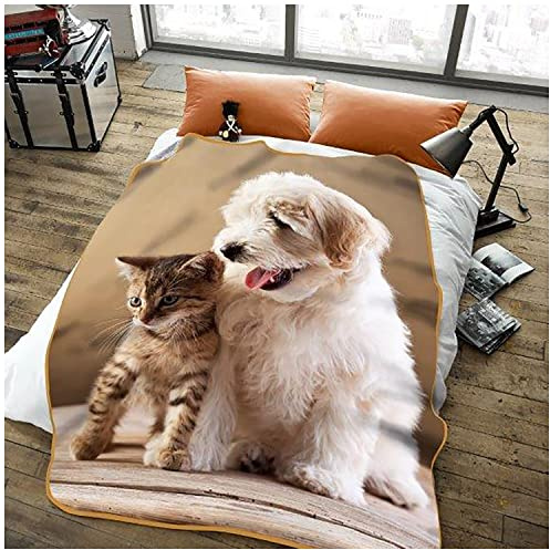 GC GAVENO CAVAILIA 3D Printed Throws For Sofas Large, Animal Print Dog & Cat Throw For Bed Double Couch Bed Chairs, Cosy Fleece Throws, Extra Large Throw Blanket For Double-Bed, 200X240 Cm