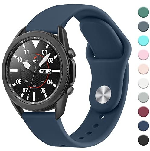 Mugust Armband Kompatibel mit Samsung Galaxy Watch 3 45mm / Galaxy Watch 46mm / Samsung Gear S3 Frontier/Gear S3 Classic, 22mm Wasserdichtes und Langlebiges Silikon Sport Armbänder (Tiefes Blau)
