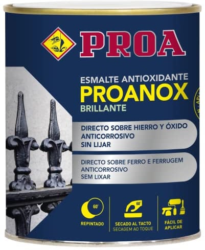 Esmalte antioxidante directo sobre óxido BRILLANTE. Blanco. 4 L. Pintar sobre hierro y óxido sin necesidad de imprimación. PROANOX.