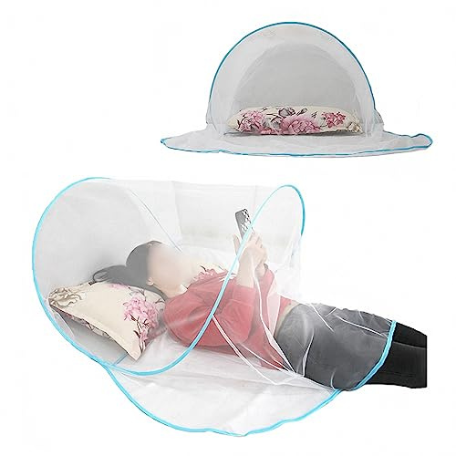 AXTMR Gesichtsfaltbare Anti-Moskitonetz-Abdeckung, tragbarer Pop-up-Moskitoschutz, tragbares Mini-Moskitozelt,Blue,140 * 80cm