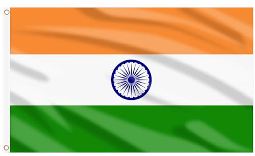 AhfuLife Bandera de India 90 x 150 cm, 1 Pieza Bandera India Grande Con Ojales De Latón, Banderas Indio Poliéster Para Desfiles Al Aire Libre, Día De La República y Decoración De Jardines