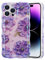 EYZUTAK Case for iPhone 15 Pro Max, Colorful Retro Oil Painting Flower Laser Beam Glossy Cute Curly Wave Border Exquisite Phone Cover Stylish Durable TPU Protective Case for Girls Women - Purple