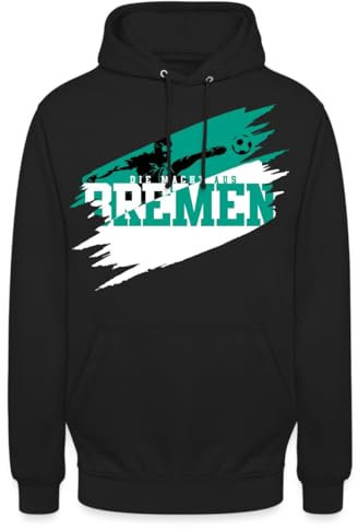 Spreadshirt Bremen Fußball Fan Sport Blau Unisex Hoodie, 4XL, Schwarz