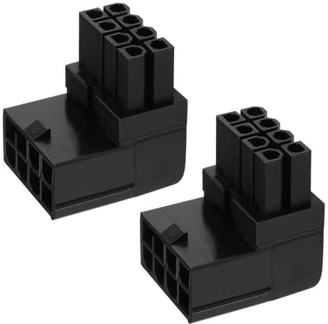 The Lord of the Tools 2 Stück 8PIN Netzteil 90 Grad GPU VGA PCIe Anschluss für Desktop-Computer Grafikkarte Rechtwinkliger Winkeladapter Schwarz (nach Oben Abgewinkelt)