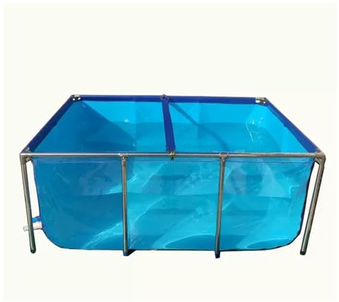 Piscinas Desmontables, Rectangular Lona Estanque De Peces Estanque Transparente Con Soporte Metálico Cubo De Lluvia Piscina Infantil Pecera For La Cría Koi Agriculture, Fácil De Instalar(Tamaño:150x10