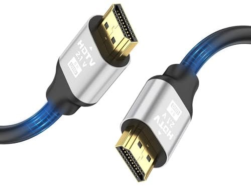 grofyllaa 8K câble Hdmi 0.5M, câble Hdmi 2.1 haute vitesse 8K@60Hz 4K@120Hz, connecteur plaqué or 3D eARC HDCP 2.2 et 2.3 pour HDTV/Blu Ray lecture/projecteurs/ordinateurs portables /PS4/PS5(argenté)