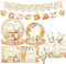Thanksgiving Autumn Party Tableware Set,70pcs Autumn Pumpkin Maple Leaves Paper Plates Cups Napkins Tablecloth and Happy Fall Banner Party Kit Thanksgiving Harvest Festival Décor,Autumn Table Décor