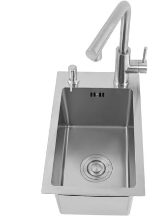 HarBin-Star Edelstahlspüle, Edelstahl Küchenspüle mit Ausziehbarer Wasserhahn und Seifenspender, 304 Edelstahl Einbauspüle, Spüle 56 x 28 cm