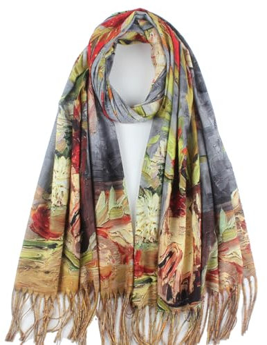 Umjetnost Weicher Kaschmir-Schal für Damen, Winter, warm, groß, Wickeltuch, Monet, Van Gogh, Kunstdruck, Einheitsgröße