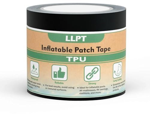 LLPT Aufblasbares Flicken-Reparaturband | Wasserdicht Langlebig zäh | Klebstoff für Luftmatratzen Hüpfburgen Schlauchboote Schwimmbeckenringe Luftkissen (IPT5033BK2) | Schwarz | 51 mm x 3 m