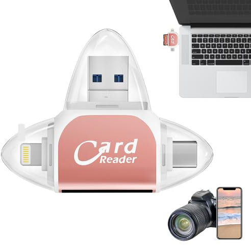 HIULLEN Multi-Port 4 in 1 Universal SD TF Kartenleser, SD Kartenleser, Kartenlesegerät USB C, Micro SD Karte Kamera Speicherkartenleser, Micro USB SD Card Reader für Android Phone PC Notebook