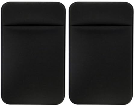 Zovator 2 Stück Handy-Kartenhalter mit Selbstklebendem Aufkleber, für die Rückseite des Handys, Dehnbare Stoff-Kartenhüllen für Ausweise, Kreditkarten, Brieftasche, Android-Smartphones (Schwarz)