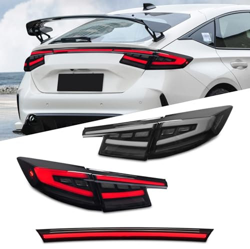 Archaic Rückleuchten kompatibel mit 11th Gen Honda Civic 2022-2025 Hatchback Type-R FL1 FL2 FL4 FL5,Animation DRL
