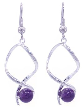 NILUXE DESIGN - Orecchini con Pietre Naturali - Orecchini Pendenti con Pietre Semipreziose - Orecchini Donna con Pietra Naturale Placcati in Platino per Protezione(Ametista)