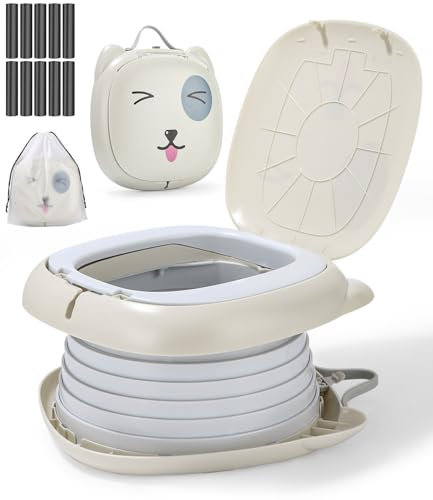 HYSINSE Toilette Reducteur Enfant Wc Petit Pot Voyage Siège Rehausseur Cuvette Bébé Avec Sac pour Garçon et Fille Intérieur Extérieur,toilette enfant,pot bebe toilette,toilette portable (Grey)