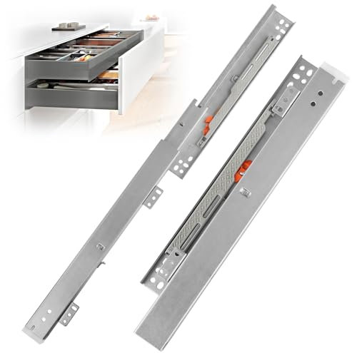 FSWWSF Schubladenschienen 1 Paar Unterflurführung Vollauszug Schubladenschienen Vollauszug Teleskopschienen für Bodenmontage Teleskopauszug Schublade (300MM)