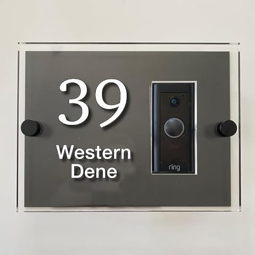 Ring Acrylic Video Doorbell Sign, Wired, Black, Modern Style (Black)