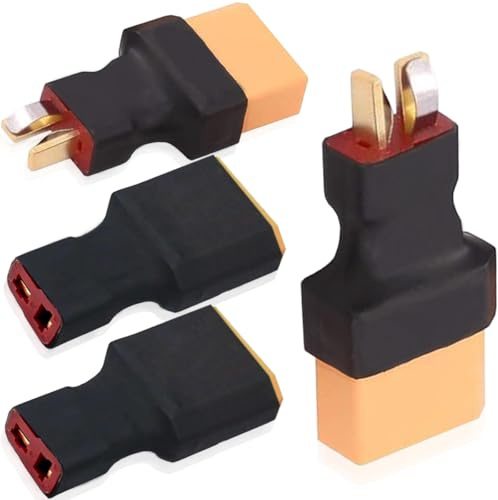Xiatiaosann Lot de 4 adaptateurs XT90 vers prise mâle femelle en T, XT90 mâle femelle vers prise mâle femelle sans fil pour chargeur de batterie Lipo pour voiture RC, bateau, drone