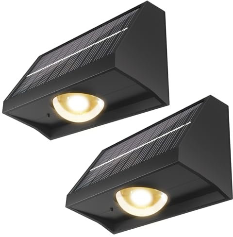 Bowfar Solarlampen für Außen Garten, 2 Stück Solar Wandleuchte aussen, Wasserdichte Solarleuchten mit Warmweiß/RGB Farbwechselnde, Solar Gartenleuchten für Treppe, Wand, Balkon, Zaun beleuchtung