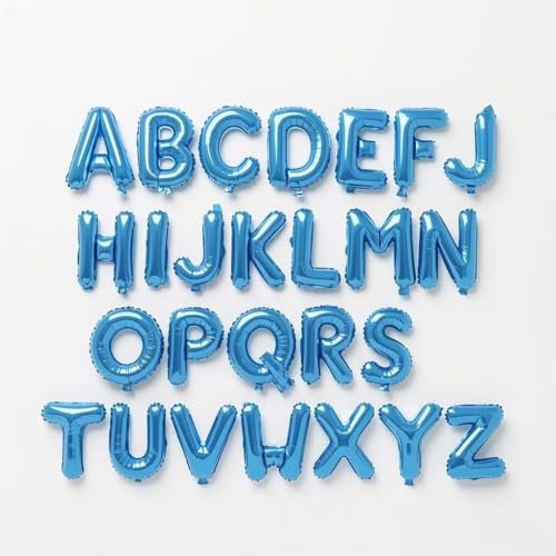 Vthoviwa Jumbo Alphabet Luftballons 16 Zoll Alufolien Buchstaben ballons A-Z (26 Stück)- Buchstaben Luftballons für Geburtstag, Hochzeit, Partydeko – Blau Farbige Buchstaben – Inkl. Aufblashilfe
