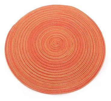 Stfery Tischset 4 Stück, Platzdeckchen Natur Rund Baumwolle Orange Rot Tischsets Abwaschbar 38x38cm