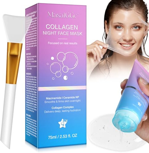 Collagen Night Wrapping Mask, Collagen Maske Overnight, Kollagen Overnight Maske Gesicht Hydrierung, Koreanische Gesichtsmaske, Verjüngt, Reduziert Schlaffe und Fahle Haut und Strafft die Haut