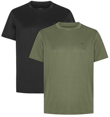 DANISH ENDURANCE Mens T Shirt, Breathable Gym Running Top, Fitness Sports Shirts, Mens Activewear, 1 or 2 Pack, Multicolour (1x Black, 1x Olive), XXL