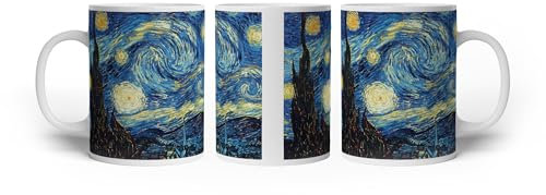 deyoli Van Gogh - Taza con diseño de la noche estrellada (300 ml), color blanco