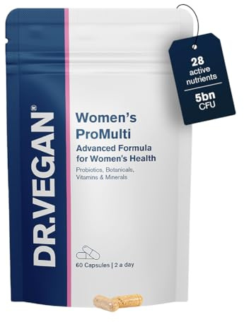 Women's ProMulti Multivitamin for Women, 26 Vitamins, Minerals & Botanicals | | 5 Billion Live Cultures | 60 Vegan Capsules, 2-A-Day, 1 Month Supply | DR.VEGAN®