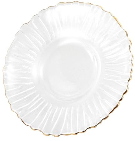 Cabilock sous Verre Verre Transparent avec Bord Doré Assiette pour Tasse à Thé Accessoire de Service Décoratif pour Cérémonies de Thé Design