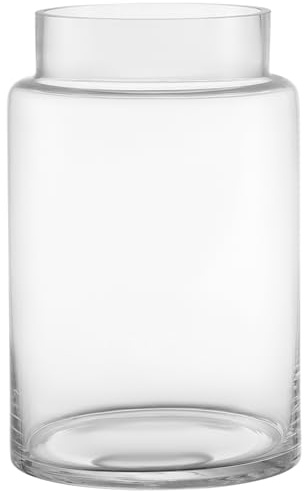 KAYLETIN Große Glasvase, klare Blumenvasen für Blumenstrauß, hohe Glasvase, Vasen mit breitem Mund für Couchtisch, Hochzeit, Wohnzimmer, Bürodekor, Esstisch, 18 cm