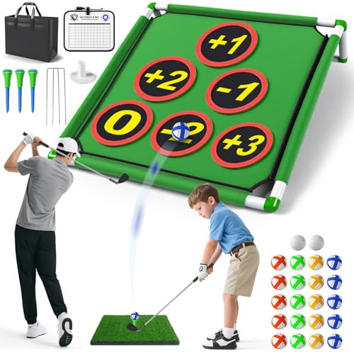 Kids Golf Toys Set for Toddlers Ages 3-8, 2 Golf Clubs, 2 Balls and 20 Sticky Balls, Carrying Bag, Indoor or Outdoor Golf Target Yard Games, Educational Sports Birthday Gifts for Children​