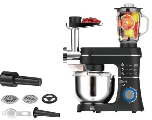 DPLWJPP Robot de Cocina Planetario 1400w 10l Bol 1.5l Jarra Máquina para Hacer Pasta y Galletas 6 Funciones de Regulación para la Mayoría de la Cocina Casera Black