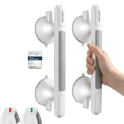 LORESJOY Haltegriff mit Saugnapf, 2 Stück | MAX 120KG, Abnehmbar, Ohne Bohren, Für Senioren und Kinder, 1PCS