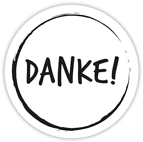 HouseholdBasics 50 x Moderner Danke-Aufkleber/Dankeschön-Sticker für Geschenke, Beutel und Umschläge (schwarz/weiß, rund, Ø 3cm)