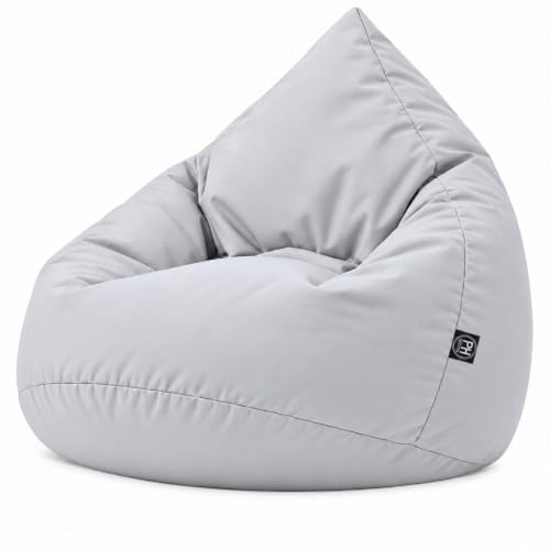 PATCH HOME Sitzsack Tropfenform - Grau für In & Outdoor XXXL 480 Liter - mit Styropor Füllung in 25 versch. Farben und 3 Größen