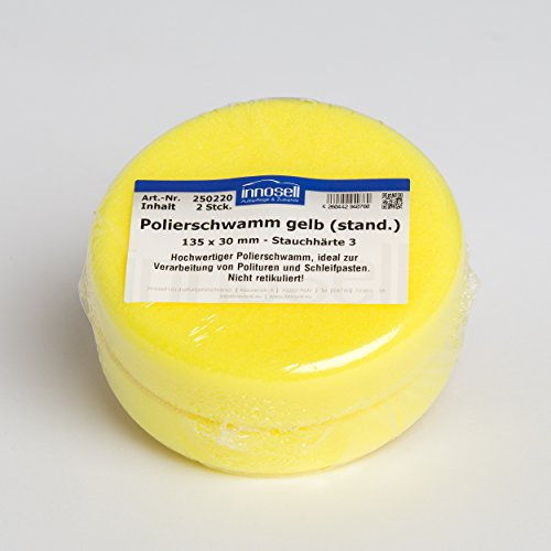 Innosell Polierschwamm Standard 135 x 30 mm gelb fest hochwertig und langlebig 1 Set 2 Stück