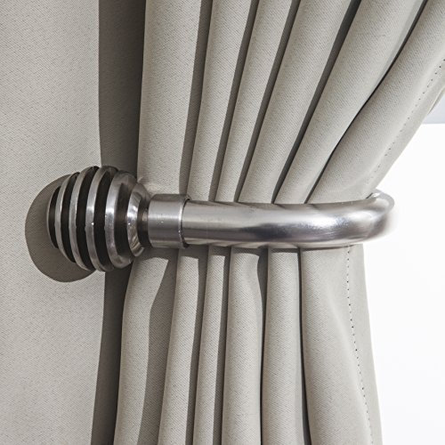 Home Harmony Decorative Curtain Holdbacks Wall Mounted Curtain Tie Backs Pack of 2 Availablie in Black or Silver (Silver, Metal Sliced)