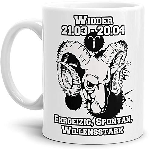 Sternzeichen-Tasse Widder - Weiss - Geburtstag/Astronomie/Sternen-bilder/mit Spruch/Witzig/Kaffeetasse/Mug/Cup - Qualität Made in Germany