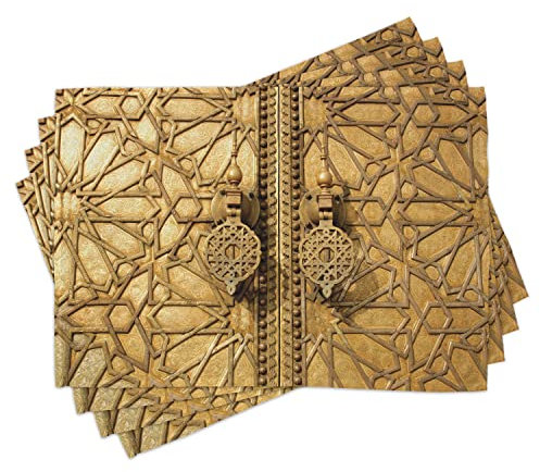 ABAKUHAUS marocain Lot de Sets de Table en 4 pièces, Marrakech Palais Royal, Tissu Lavable pour Salle à Manger et Cuisine, 30 cm x 45 cm, Gris Rouge