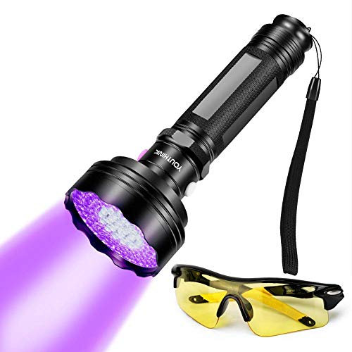 YOUTHINK -Taschenlampe, Upgraded 100 LED Pet Urin Detector 395nm -Licht Scorpion Light Torch Lampe mit -Sonnenbrille für Hunde- / Katzenurin Trockenflecken Bettwanze