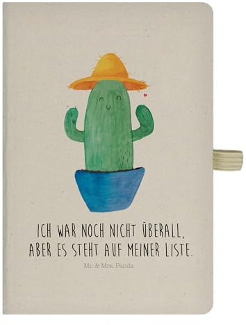 Mr. & Mrs. Panda DIN A5 Baumwoll Notizbuch Kaktus Sonnenhut Notizheft, Tagebuch, Notizblock, Journal, Eintragebuch
