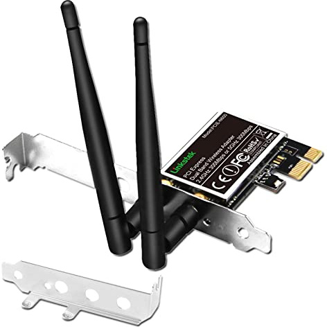 LinksTek Wireless N 600 Mbps (2,4 GHz 300 Mbps och 5 GHz 300 Mbps) PCI-E Wi-Fi-adapter-PCIE Wi-Fi-kort-trådlöst nätverksadapter för Windows 11 10 8.1 8 7, XP och Windows Server (32/64 bit) datorer